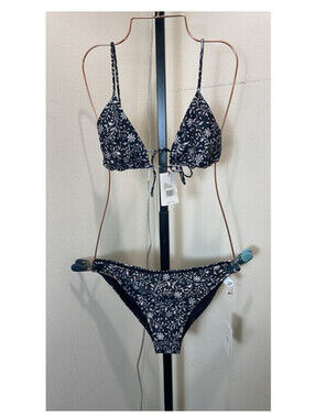 XIRENA Bikini in Navy Vine Print, Large, $168, NWT -Swim16